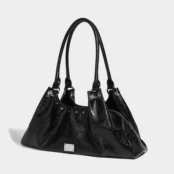 Niche Design Fashion Retro Сумка через плечо под мышкой Большая вместительная сумка-тоут Премиум-сумка в ленивом стиле чёрный