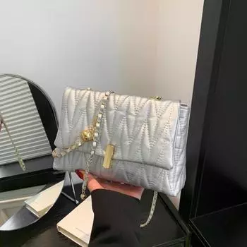 Niche design fashionable embroidery thread bag women s 2024 new trendy texture chain small square bag underarm bag trendy small bag чёрный