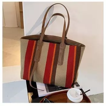 Niche design fashionable versatile tote bag 2024 European and American retro women s bags personalized contrasting color shoulder bag bag хаки