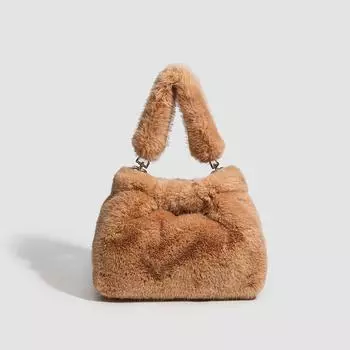 Niche Design Feeling Plush Handbag Осень и зима Чистый цвет Простая все модная сумка через плечо красный