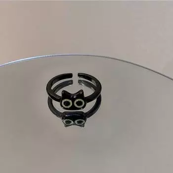 Niche Design Finger Ring Zinc Zinc Alloy Women Opening Ring Harajuku Ring Korean Style Ring Fashion Jewelry cat