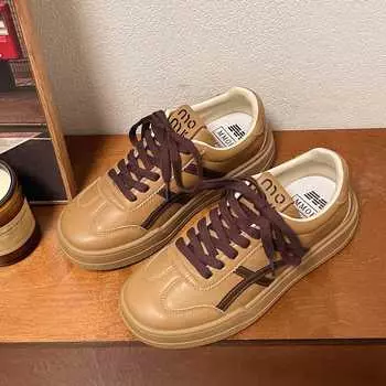 Niche design high-end little white shoes women s fall 2024 new retro platform versatile athleisure sneakers 35 серый