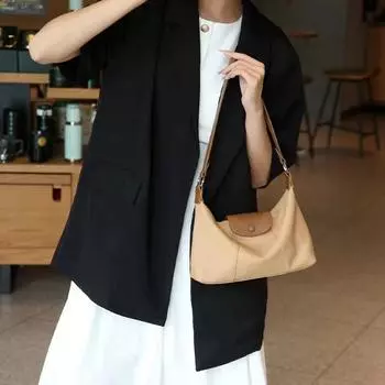 Niche design high sense first layer cowhide contrasting color dumpling bag 2025 new fashion versatile commuter messenger women s bag 26-15.5-8cm