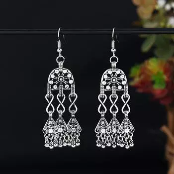 Niche design India and Pakistan ethnic style earrings women s long tassel bohemian retro temperament earrings personalized earrings