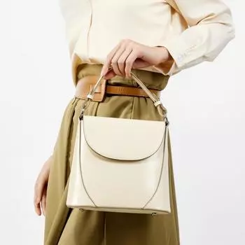 Niche Design кожаная сумка через плечо женская простая цилиндрическая сумка Senior Sense одно плечевая сумка-багет 22*10*20 чёрный