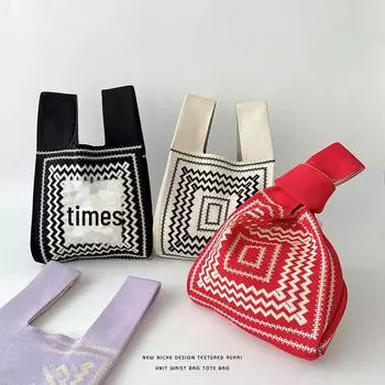 Niche Design Круглая Волнистая Трикотажная Сумка-тоут Большой Вместимости