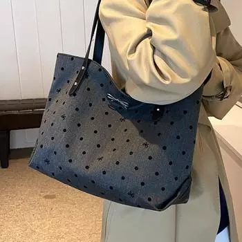 Сумка Niche Design большой емкости 2024 года, новая сумка через плечо в горошек, повседневная сумка-тоут в иностранном стиле для поездок на работу и учебы, женская