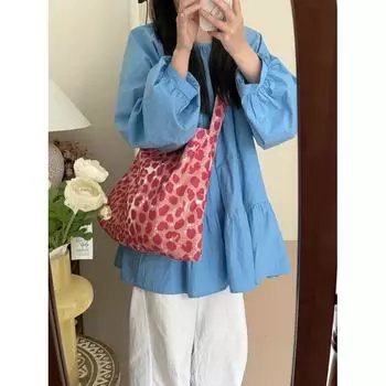 Niche Design Leopard Print Canvas Bag Women 2025 New Lazy Loose Feeling Portable Shopping Bag Shoulder Messenger Bag Pink