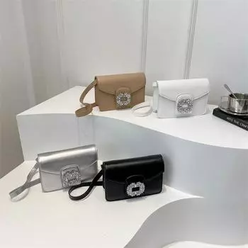 Niche Design Летний новый стиль Высококачественная модная легкая роскошная однотонная сумка через плечо с инкрустацией бриллиантами Маленькая квадратная сумка