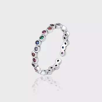 Niche Design Light Luxury Rainbow Bubble Ring Женское S925 стерлинговое серебро Персонализированное кольцо на указательный палец Tide Jewelry
