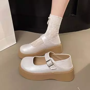 Niche design Mary Jane women s shoes mid-heel soft sole is not tired of feet, the new versatile skirt shows the feet are small and pure 35