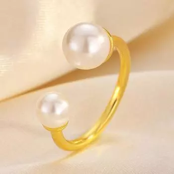 Niche Design Модное открытое кольцо Женское классическое круглое жемчужное кольцо Геометрическое кольцо на палец Opening adjustable золотой