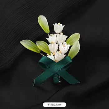 Niche design Mori handmade lily of the valley flower brooch retro high-end pearl brooch high-end pin woman