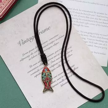 Niche design Nepalese copper fish Tibetan handmade necklace men s and women s retro temperament simple earring set