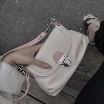 Niche Design Новая женская сумка ретро большой замок мягкая кожа плиссированная сумка подмышкой одно плечо кроссбоди маленькая модная сумка