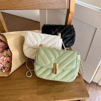 Niche Design Новая женская сумка Универсальная ромбовидная маленькая парфюмерная сумка с замком на цепочке на одно плечо Кроссбоди Маленькая квадратная сумка