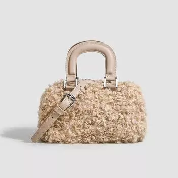 Niche Design Осень-зимняя мода с пушистым мехом ягненка Повседневная сумка-подушка на одно плечо через плечо хаки