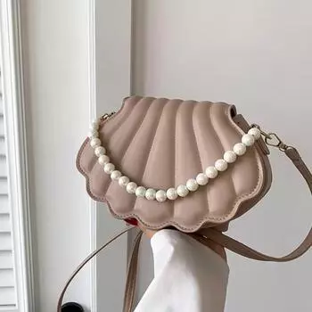 Niche Design Pearl Chain Bag Женская маленькая сумка через плечо в виде ракушки женская вечерняя сумка через плечо цвета конфет зелёный