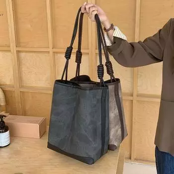 Niche Design Retro Autumn and Winter Tote Bag for Women Large Capacity Bucket Bag Versatile One-shoulder Commuting Large Bag