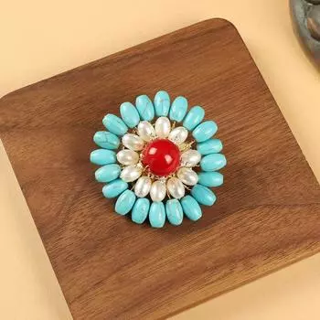 Niche design retro pearl flower brooch temperament ethnic style personalized pin coat shawl buckle corsage women s accessories