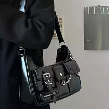 Niche Design Retro Spice Сумка Байкер Сумка Цепь Плечо Подмышки белый