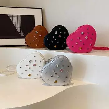 Niche Design Rhinestone Crossbody Bag для женщин Летняя новая модная однотонная сумка через плечо Love Bow Trending