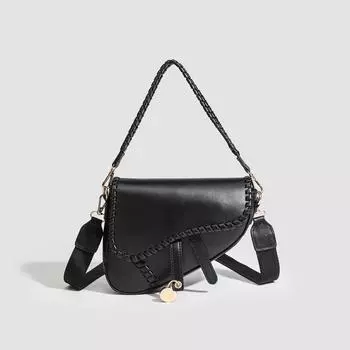 Niche Design Saddle Bag Love Casual Fashion Retro Fashion Hand Bill Shoulder Crossbody Bag чёрный