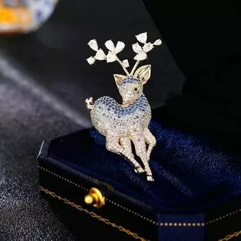 Niche design sense animal pin accessories corsage women медная инкрустированная цирконием брошь высокого класса в виде оленя розы красного