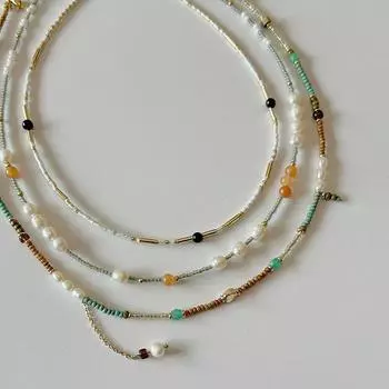 Niche Design Sense Color ожерелье из натурального камня с бусинами, женская легкая роскошная ретро элегантность премиум-класса, универсальная цепочка на шею, цепочка на ключицу