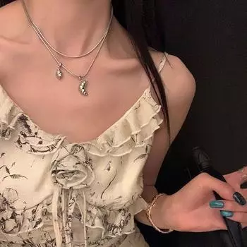 Niche Design Sense Croissant двухслойное ожерелье женское французское ретро легкое роскошное элегантное модное универсальное ожерелье на шею цепочка на свитер