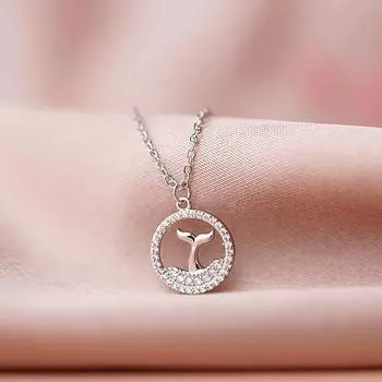Niche Design Sense Dolphin Tail Clavicle Chain Round Mermaid Tail Cute Jewelry Women Temperature Trend