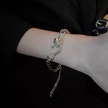 Niche Design Sense, инкрустированный бриллиантами, геометрический браслет-змеевик с толстой цепочкой, модный темперамент, персонализированные ювелирные изделия в стиле хип-хоп