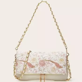 Niche Design Sense Китайский стиль Вышивка Подмышечная Сумка Цепочка Маленькая Квадратная Сумка Сумка Через Плечо чёрный