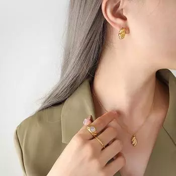 Niche Design Sense Креативный комплект украшений Позолоченные нити эдамаме Подвеска Ожерелье Серьги Персонализированные украшения