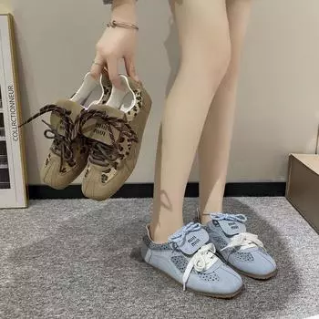 Niche design sense леопардовый принт немецкие кроссовки женские 2024 новые ретро универсальные повседневные спортивные кроссовки Forrest Gump обувь tide 35 коричневый