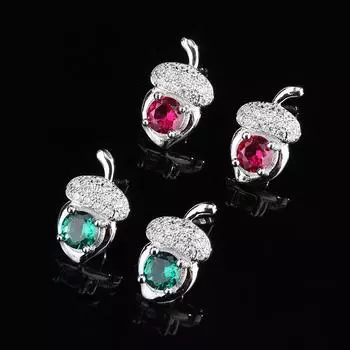 Niche Design Sense, маленький гвоздик-желудь с новым драгоценным камнем, красный корундовый изумруд для девушки