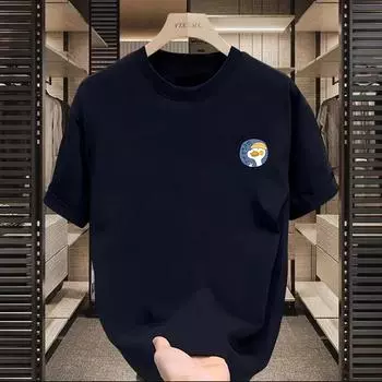 Niche design sense men s and women s short sleeves can reach the duck pattern printing trend everything five-quarter sleeve T-shirt M