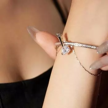 Niche Design Sense микро-инкрустированный циркониевый металлический открывающийся браслет Женская индивидуальность Изысканный модный темперамент Универсальный браслет ювелирные изделия