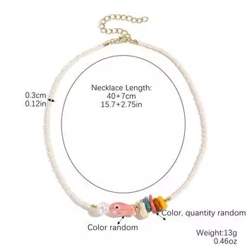 Niche Design Sense Necklace Bohemian Ceramic Small Fish Beaded Collarbone Chain Female