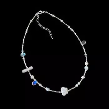 Niche Design Sense Нерегулярное жемчужное хрустальное ожерелье Женское Простое Универсальное Темпераментное Ретро Персонализированная цепочка на шею Цепочка на ключицу