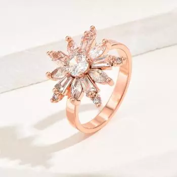 Niche design sense open ring female Korean version fashion personality snowflake stamen inlaid zircon ring versatile ring one size fits all