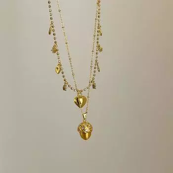 Niche Design Sense Pine Cone Love кулон ожерелье женская ретро легкая роскошная мода темперамент универсальная шейная цепочка свитер цепочка