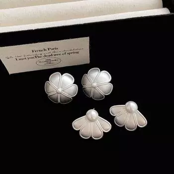 Серьги-гвоздики Niche Design Sense Silver Petal Metal, женские, уникальные, изысканные, модные, элегантные, универсальные серьги