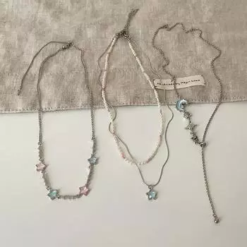 Niche Design Sense Star Moon Metal Ожерелье Женское Ретро Легкое Роскошное Элегантное Индивидуальное Универсальное Ожерелье На Ключицу