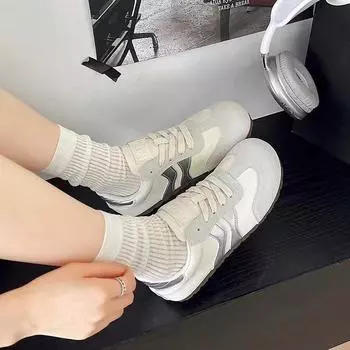 Niche design sense thin German training shoes women s summer 2024 new retro Forrest Gump flat-bottomed casual sports shoes 35 серебряный