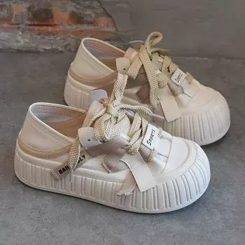 Niche design sense тонкая дышащая кожаная поверхность студенческие маленькие белые туфли женские 2024 новые универсальные повседневные туфли на платформе женские 35 хаки