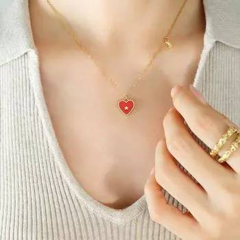 Niche Design Sense Циркон Персиковое Сердце Любовь Ожерелье Цепочка Свитера Титановая Сталь Ключичная Цепочка Ювелирные Изделия Spot P057