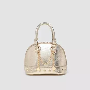 Niche Design Шампанское Золотая монета Заклепки Ручная маленькая сумка-ракушка, модная сумка через плечо на одно плечо золотой