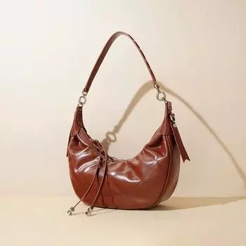 Niche Design, Simple and Fashionable, Versatile Crossbody Bag, High-end Ladies Leather Underarm Bag, Crescent-shaped Bag чёрный