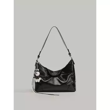 Niche Design Simple Baguette Bag Women Summer Fashion Advanced Sentong Qin Shoulder Underarm Bag Work Small Carrying Bag Black